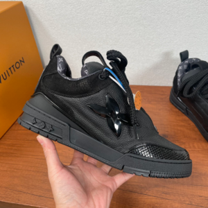 lv leather low trainers black