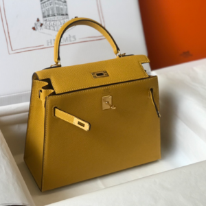 hermes kelly 28 yellow in leather bag
