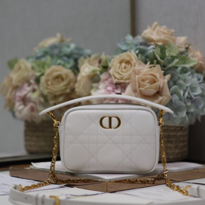 dior small caro top handle square white bag