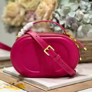 dior calfskin signature oval crossbody pink bag