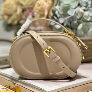 dior calfskin signature oval crossbody black bag