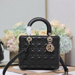 dior black small lambskin cannage lady dior bag