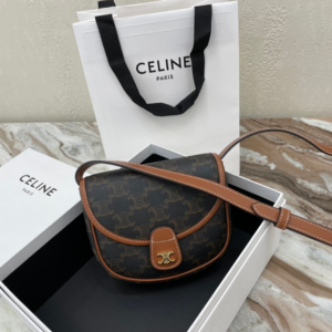 celine besace flap bag triomphe coated white canvas mini bag