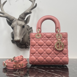 dior pink macaron leather medium lady dior tote