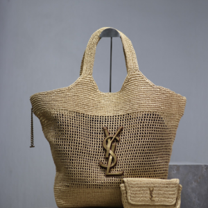 saint laurent beige natural raffia icare maxi shopping tote bag
