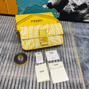 baguette 1997 re edition leather handbag fendi yellow in leather bag 6.webp