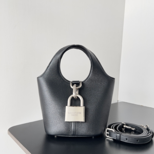 balenciaga black pebbled leather small locker hobo bag 7.webp