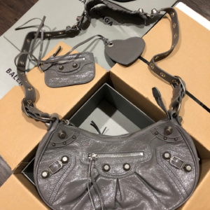balenciaga grey leather xs le cagole shoulder bag 5.webp