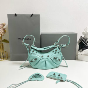 balenciaga light mint green croc embossed leather bag 6.webp