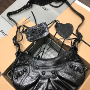 balenciaga shiny black leather xs le cagole shoulder bag 5.webp