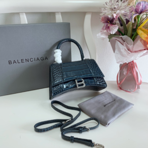 balenciaga teal croc embossed balenciaga leather small hourglass top 6.webp