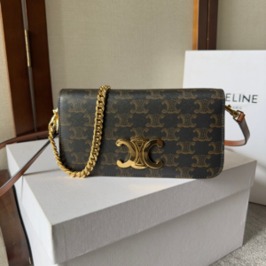 celine leather triomph brown 2024 8.webp