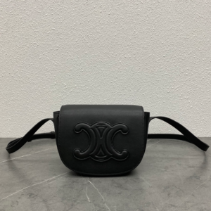 celine shoulder sangle calf chardon leather black bag 7.webp