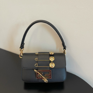 fendi fendace baguette brooch black in calfskin leather bag 6.webp