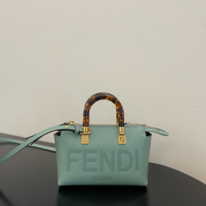 fendi handbag shoulder blue leather 6.webp