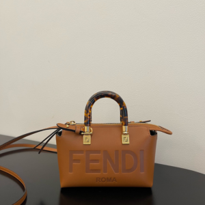 fendi handbag shoulder brown leather 6.webp