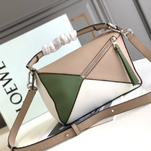 loewe calfskin medium puzzle bag sand avocado green bag