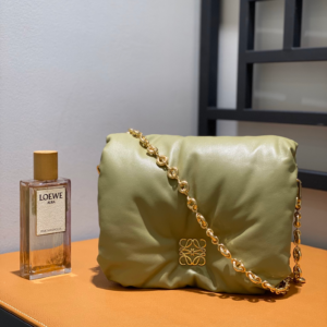 loewe lambskin goya puffer bag dark green