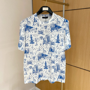lv monogram city walk t shirt white blue