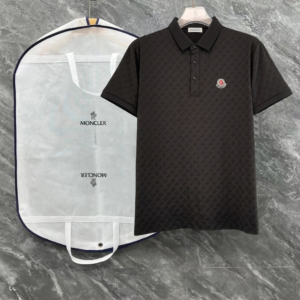 moncler men's stripe polo black t shirt