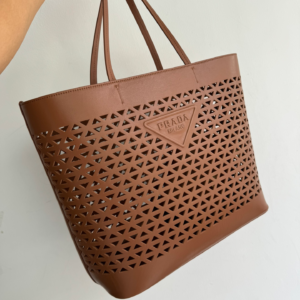 prada large brown perforated leather shopping bag 5.webp