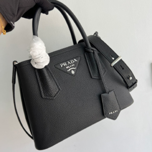 prada mini double black saffiano leather bag 5.webp