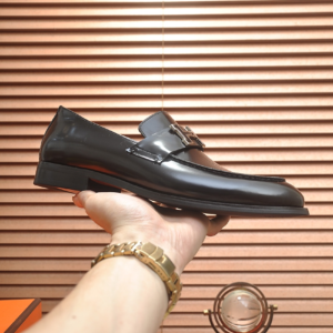 hermes men dress shoes genuine leather metal buckle rp