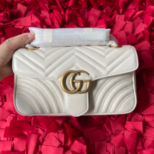 gucci marmont medium in chevron matelasse lambskin beige bag