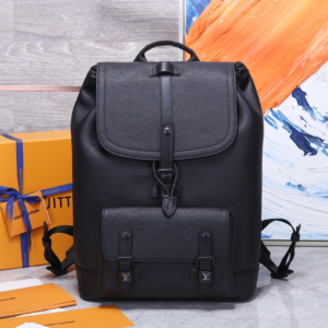 lv christopher slim taurillon leather black backpack