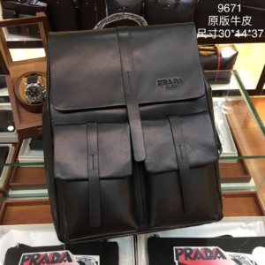 prada black leather backpack bags