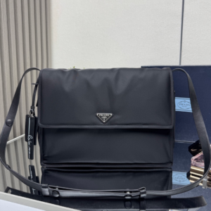 prada re nylon large padded shoulder bag black leather