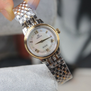 omega de ville diamond silver dial two tone ladies replica