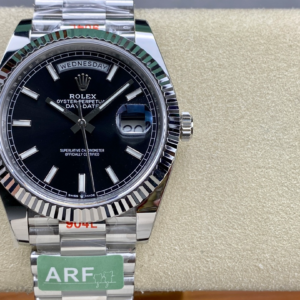 rolex president 40mm day date 18k white gold black replica 4.webp