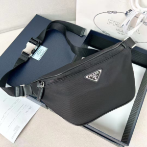 prada small black crossbody bag in re nylon and saffiano