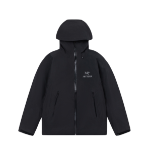 arcteryx padded hooded down black jacket