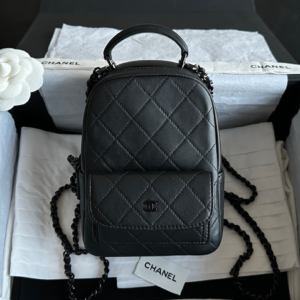 chanel classic mini backpack grained black bag